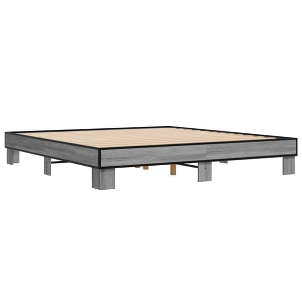 vidaXL sengestel 200x200 cm konstrueret træ og metal grå sonoma-eg