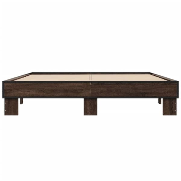 vidaXL sengestel 150x200 cm konstrueret træ og metal brun egetræ