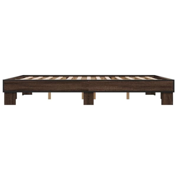 vidaXL sengestel 150x200 cm konstrueret træ og metal brun egetræ
