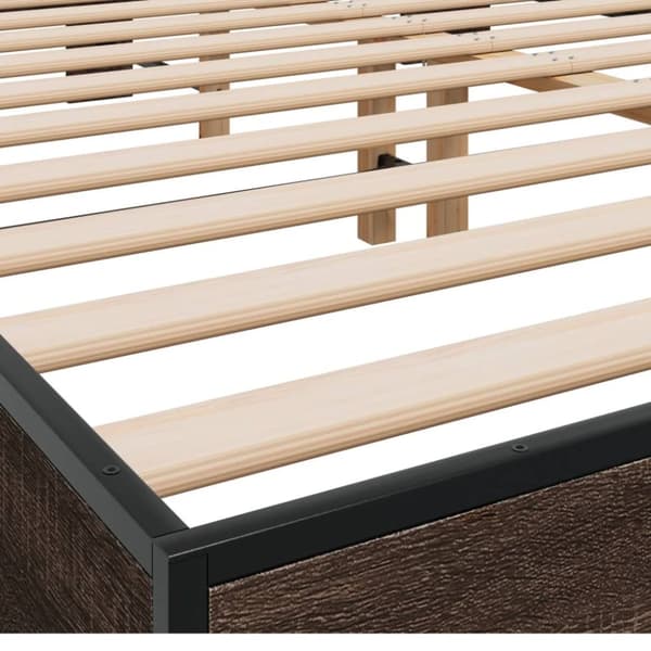 vidaXL sengestel 150x200 cm konstrueret træ og metal brun egetræ