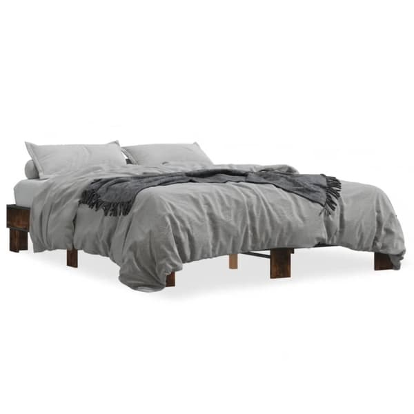 vidaXL Sengeramme røkt eik 150x200 cm konstruert tre og metall
