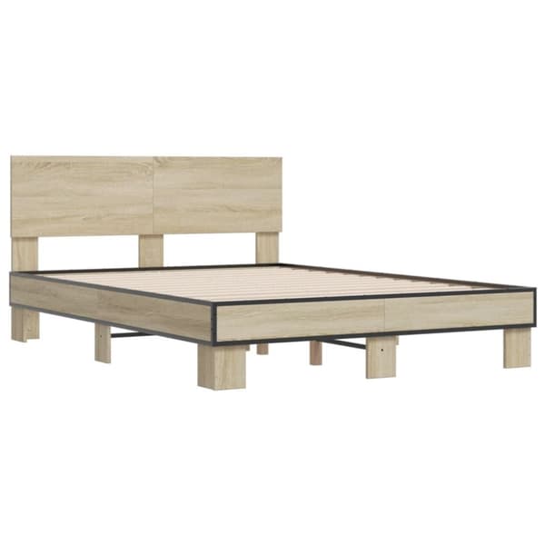 vidaXL Sengeramme sonoma eik 135x190 cm konstruert tre og metall