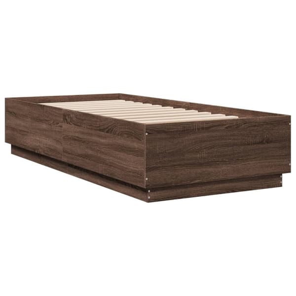 vidaXL sengeramme 90x200 cm konstrueret træ brun egetræsfarve