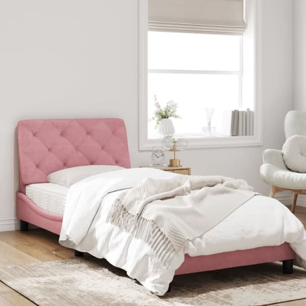 vidaXL sengeramme med LED-lys 80x200 cm velour pink