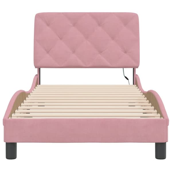 vidaXL sengeramme med LED-lys 80x200 cm velour pink