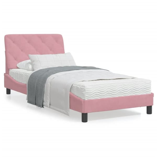 vidaXL sengeramme med LED-lys 80x200 cm velour pink