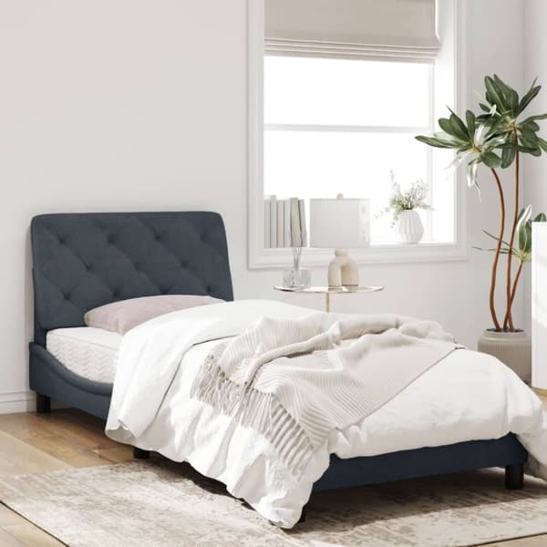 vidaXL sengeramme med LED-lys 90x200 cm velour mørkegrå