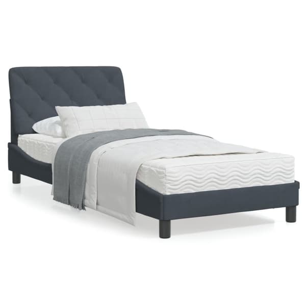 vidaXL sengeramme med LED-lys 90x200 cm velour mørkegrå