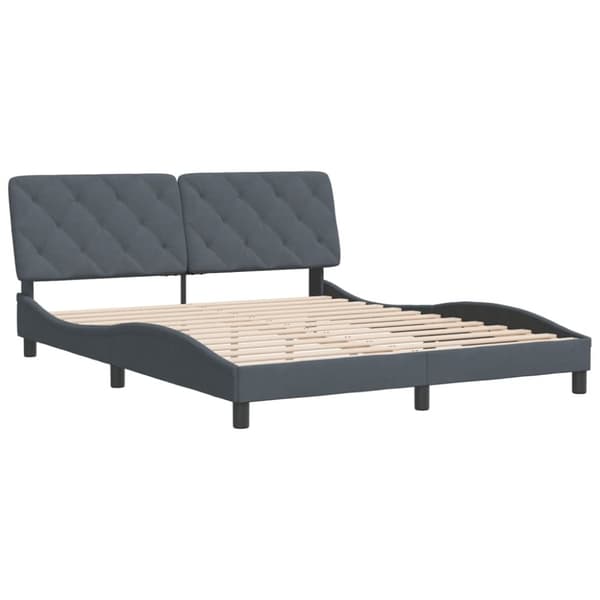 vidaXL sengeramme med sengegavl 160x200 cm fløjl mørkegrå