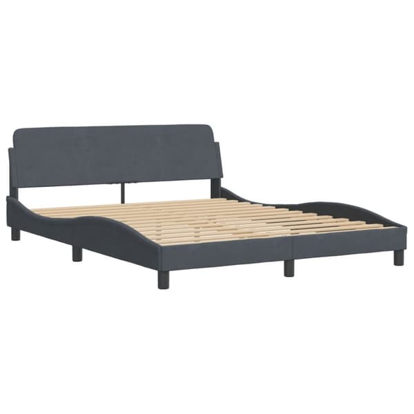 vidaXL sengeramme med sengegavl 160x200 cm fløjl mørkegrå