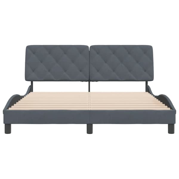 vidaXL sengeramme med sengegavl 160x200 cm fløjl mørkegrå