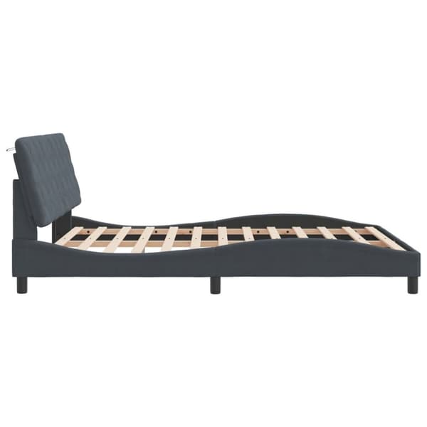 vidaXL sengeramme med sengegavl 160x200 cm fløjl mørkegrå