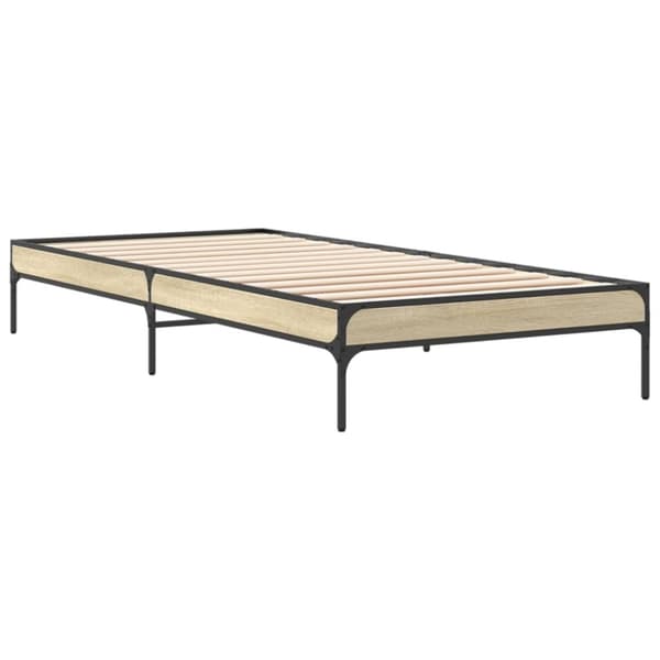 vidaXL Sengeramme sonoma eik 90x200 cm konstruert tre og metall