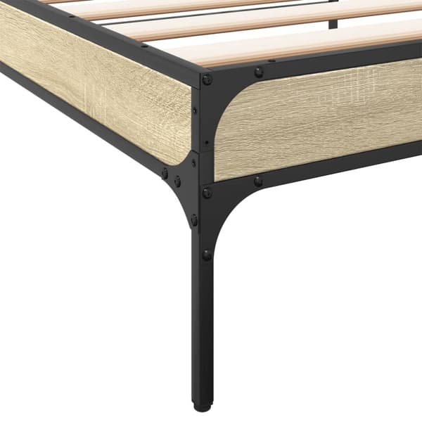 vidaXL Sengeramme sonoma eik 90x200 cm konstruert tre og metall