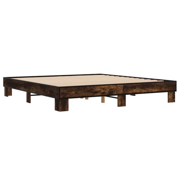 vidaXL Sengeramme røkt eik 200x200 cm konstruert tre og metall