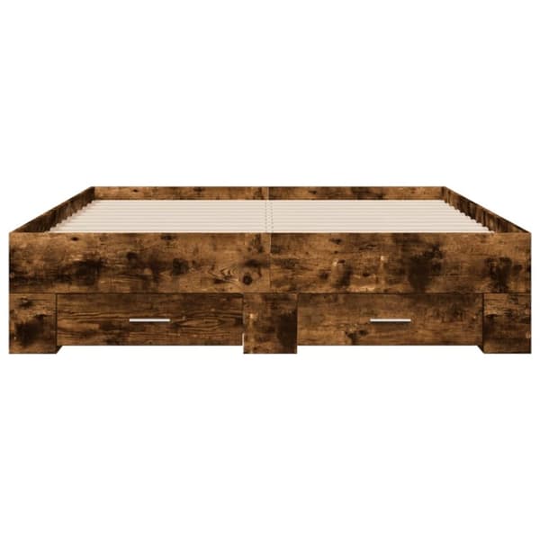 vidaXL Sängram med lådor rökfärgad ek 120x200 cm konstruerad trä