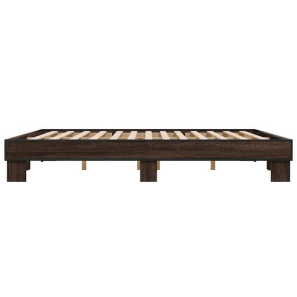 vidaXL Sängynrunko ruskea tammi 160x200 cm tekninen puu ja metalli