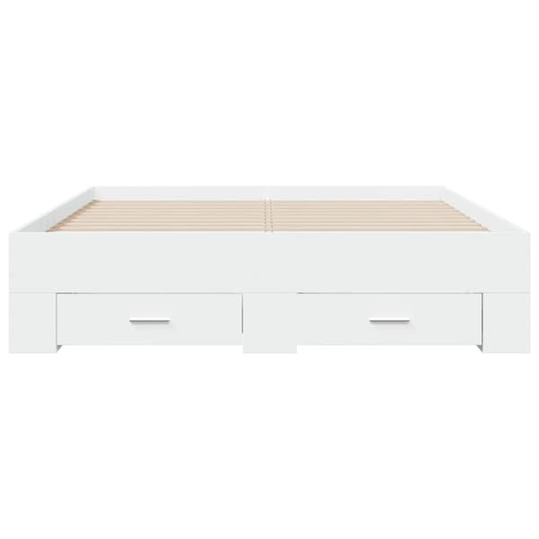 vidaXL Sengeramme med skuffer hvit 135x190 cm konstruert tre