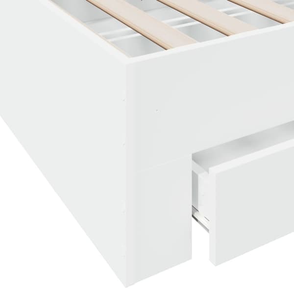 vidaXL Sengeramme med skuffer hvit 135x190 cm konstruert tre