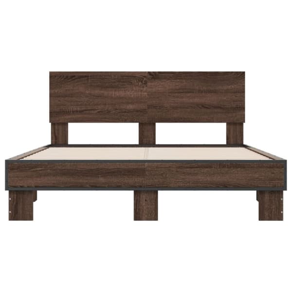 vidaXL Sängynrunko ruskea tammi 120x190 cm tekninen puu ja metalli