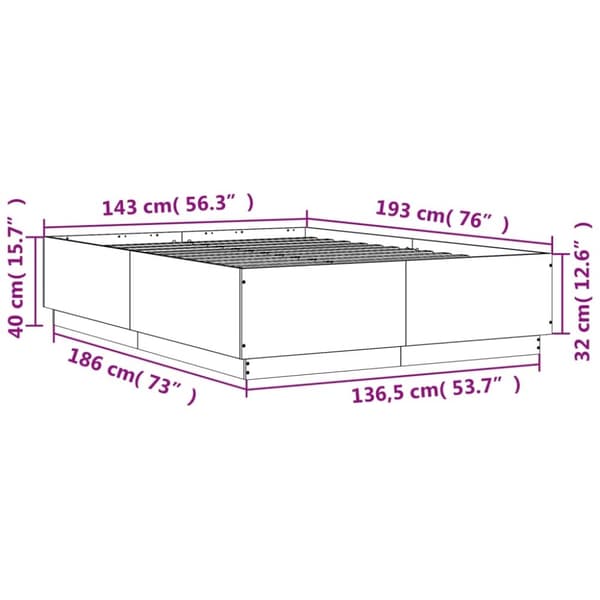 vidaXL sengestel 140x190 cm konstrueret træ sort