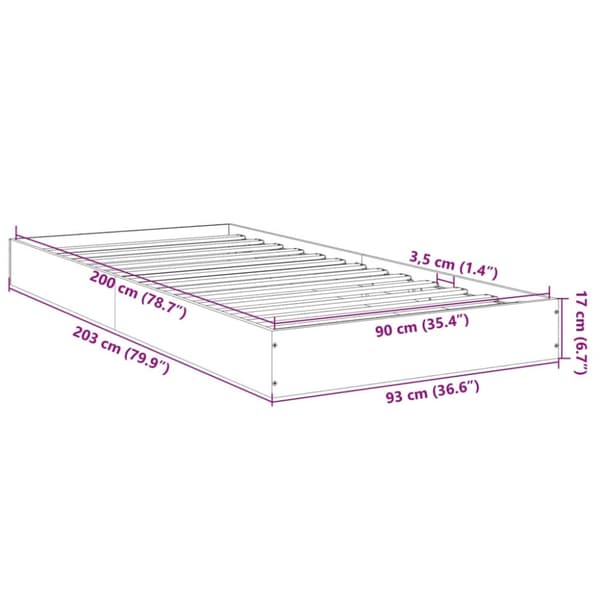 vidaXL sengeramme 90x200 cm konstrueret træ sonoma-eg