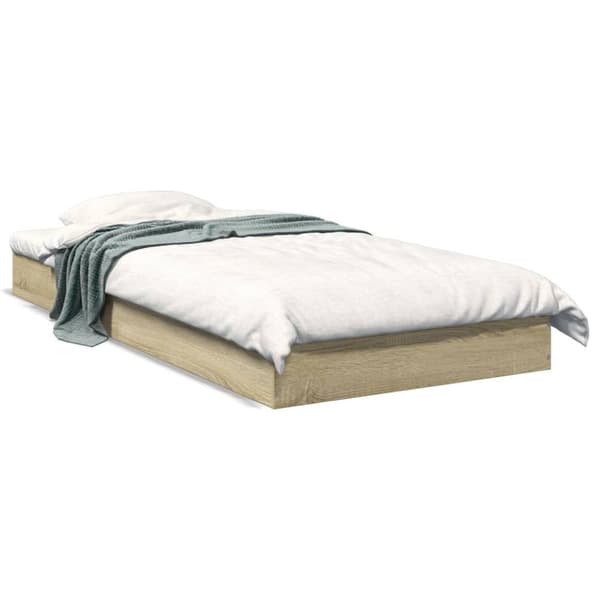 vidaXL sengeramme 90x200 cm konstrueret træ sonoma-eg