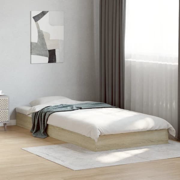 vidaXL sengeramme 90x200 cm konstrueret træ sonoma-eg