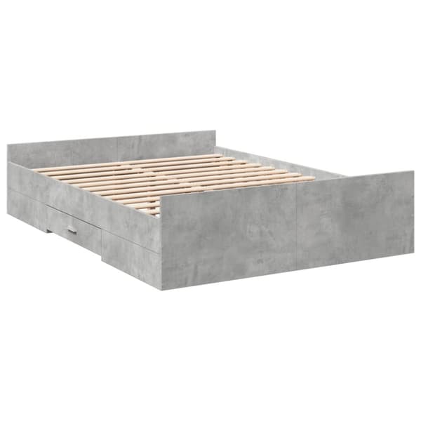 vidaXL Sengeramme med skuffer betonggrå 135x190 cm konstruert tre