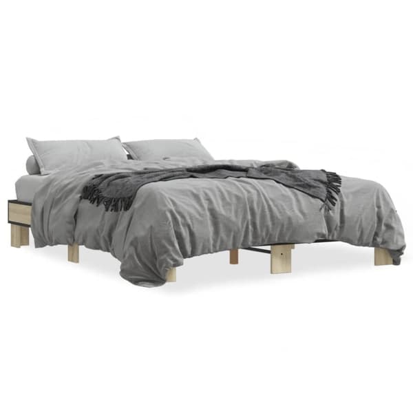 vidaXL Sengeramme sonoma eik 150x200 cm konstruert tre og metall