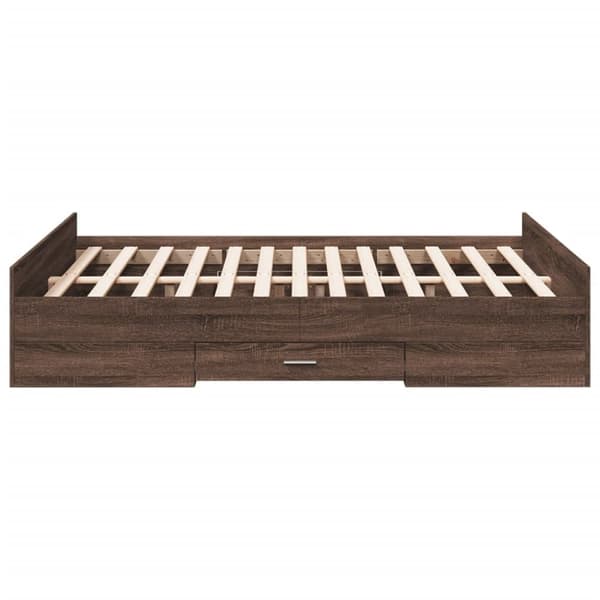 vidaXL Sengeramme med skuffer brun eik 135x190 cm konstruert tre