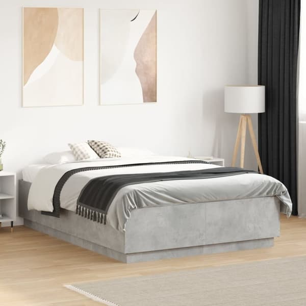 vidaXL sengestel 140x190 cm konstrueret træ betongrå