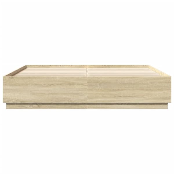 vidaXL Sängynrunko Sonoma-tammi 200x200 cm tekninen puu