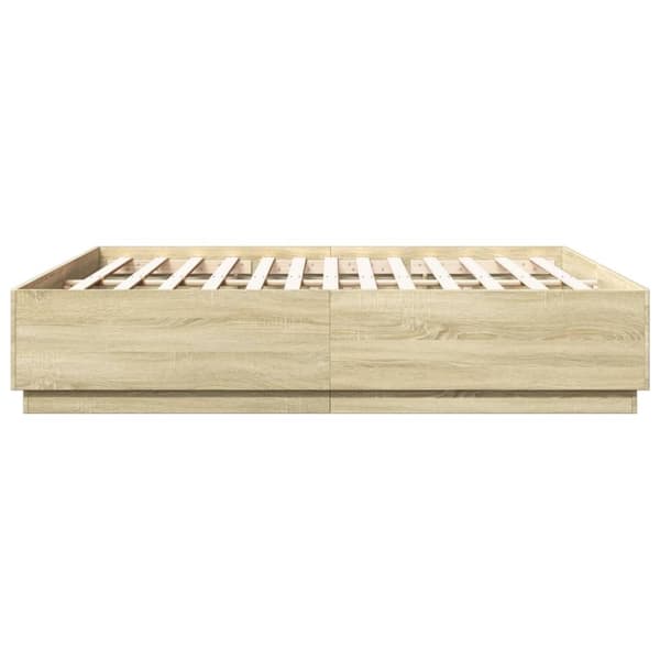 vidaXL Sängynrunko Sonoma-tammi 200x200 cm tekninen puu