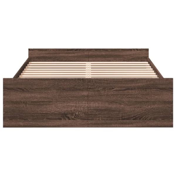 vidaXL sengeramme med skuffer 135x190 cm konstrueret træ brunt egetræ