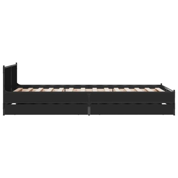 vidaXL sengeramme med skuffer 75x190 cm konstrueret træ sort