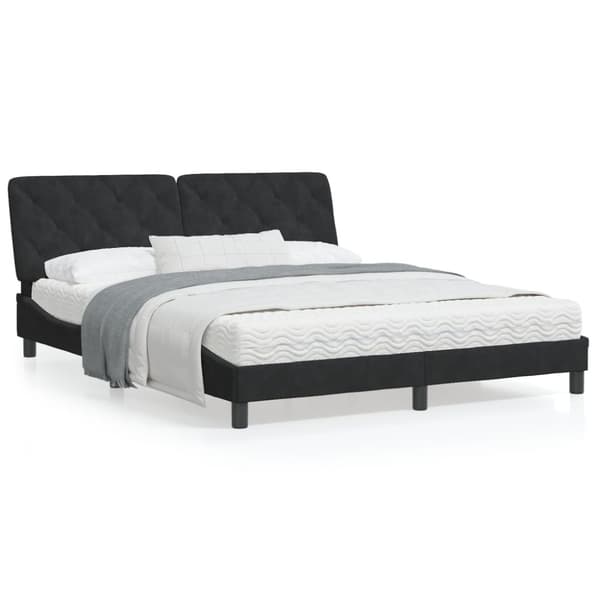 vidaXL seng med madras 160x200 cm velour sort