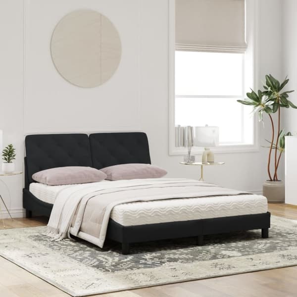 vidaXL seng med madras 160x200 cm velour sort