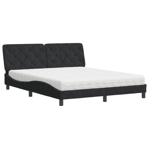vidaXL seng med madras 160x200 cm velour sort