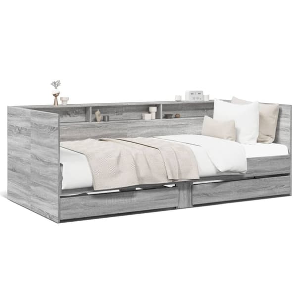vidaXL daybed med skuffer 90x200 cm konstrueret træ grå sonoma-eg