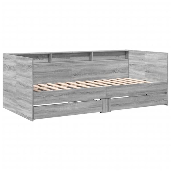 vidaXL daybed med skuffer 90x200 cm konstrueret træ grå sonoma-eg