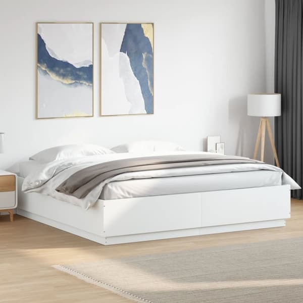 vidaXL sengestel 200x200 cm konstrueret træ hvid