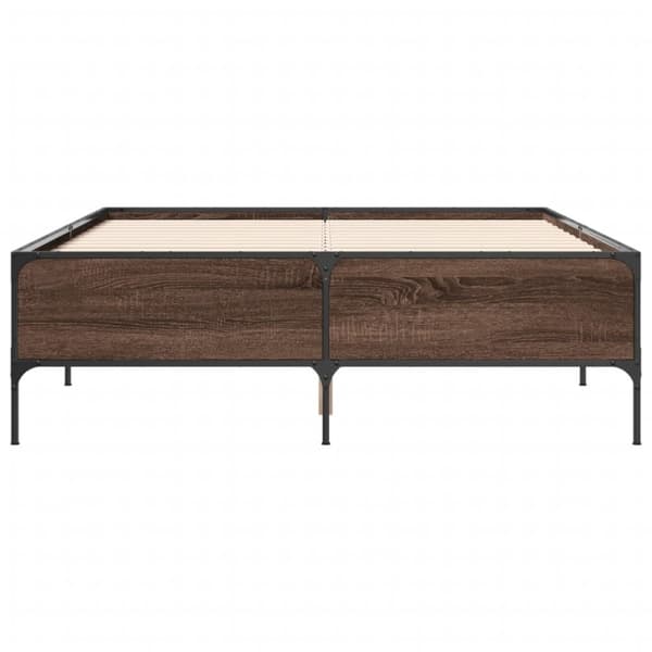 vidaXL Sängynrunko ruskea tammi 135x190 cm tekninen puu ja metalli
