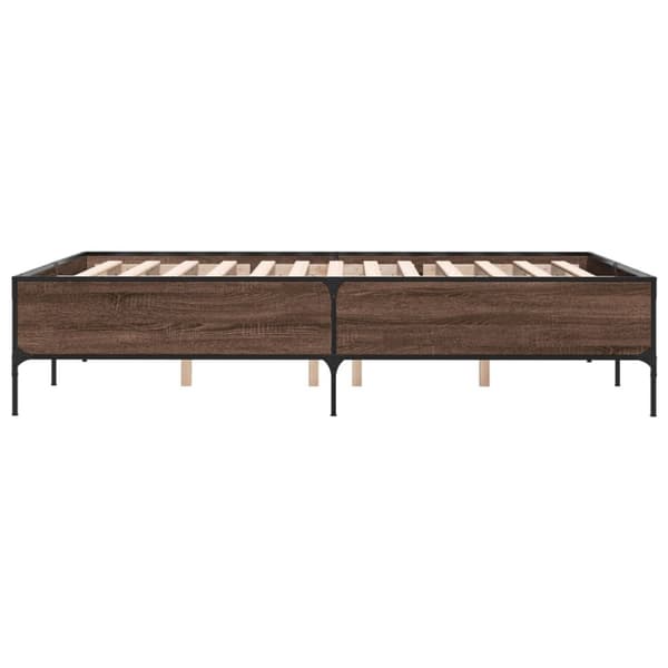 vidaXL Sängynrunko ruskea tammi 135x190 cm tekninen puu ja metalli