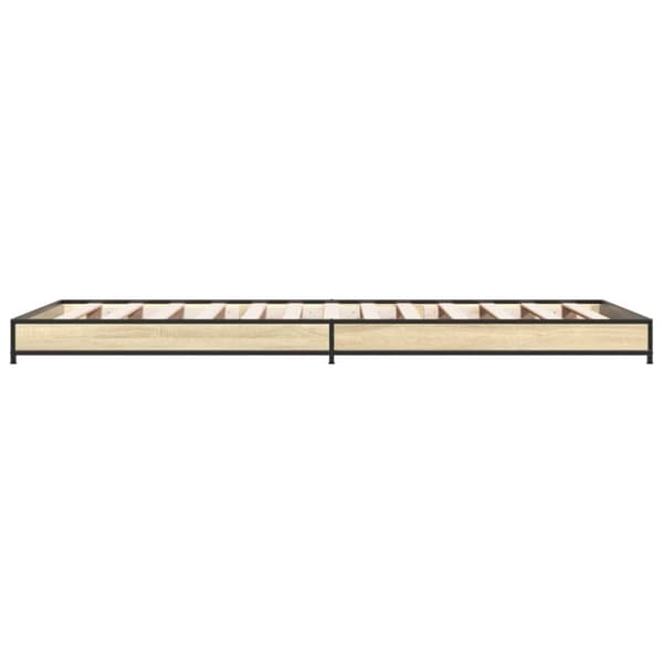 vidaXL Sängynrunko Sonoma-tammi 75x190 cm tekninen puu ja metalli