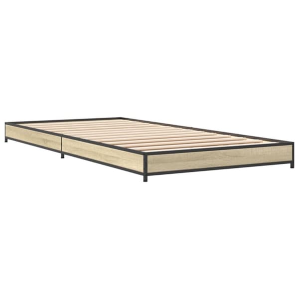 vidaXL Sängynrunko Sonoma-tammi 75x190 cm tekninen puu ja metalli