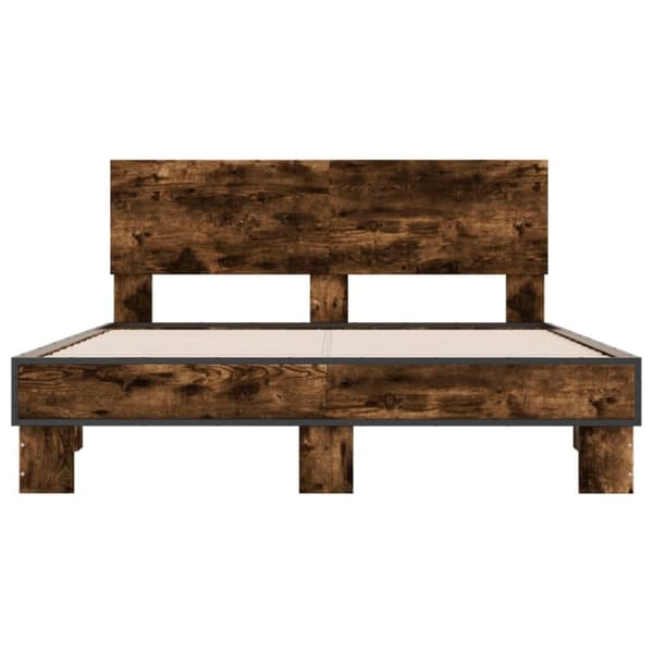 vidaXL Sengeramme røkt eik 120x190 cm konstruert tre og metall