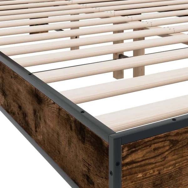 vidaXL Sengeramme røkt eik 120x190 cm konstruert tre og metall