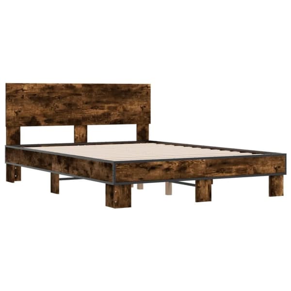 vidaXL Sengeramme røkt eik 120x190 cm konstruert tre og metall