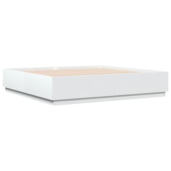 vidaXL Sengeramme hvit 200x200 cm konstruert tre